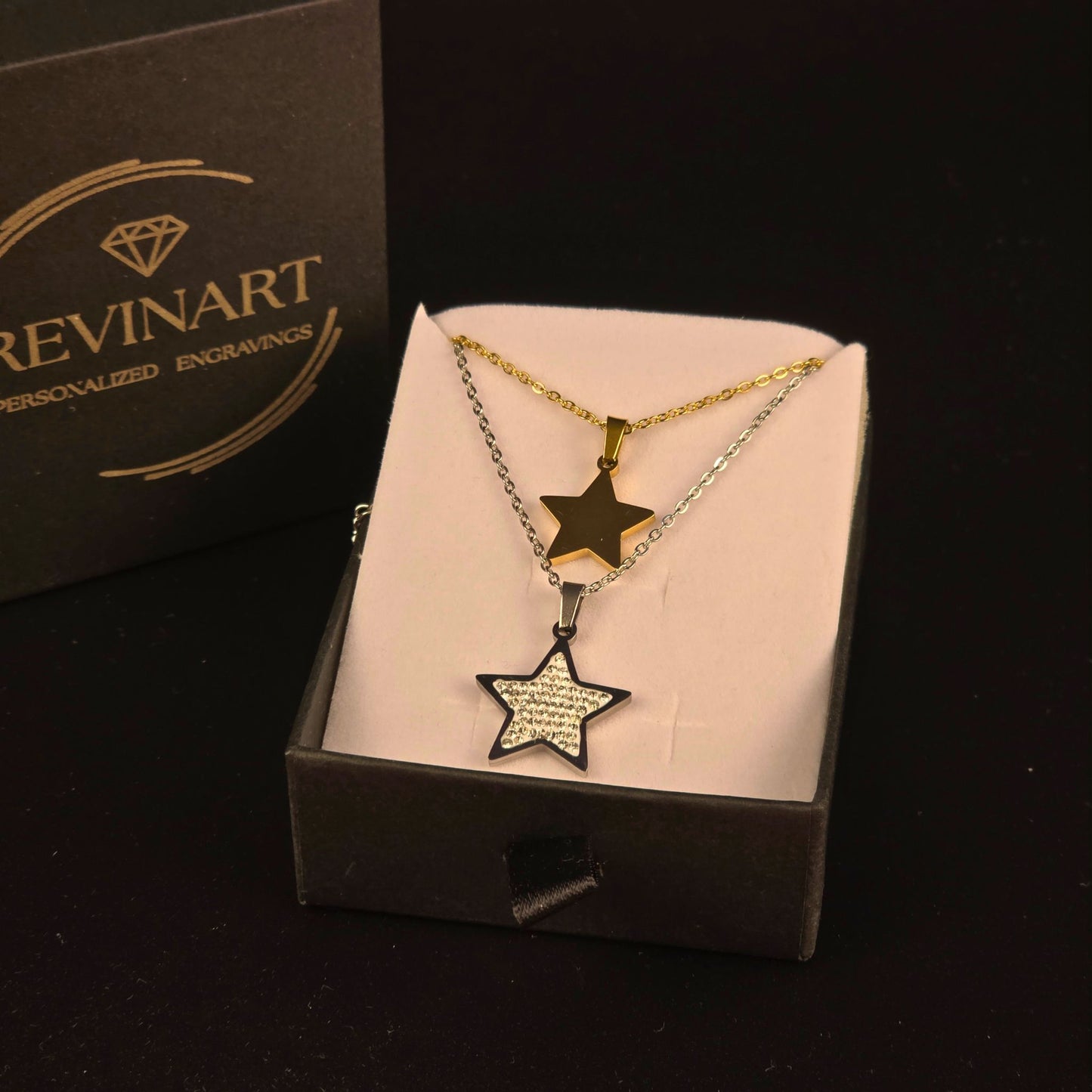 collana doppia stella – oro & argento personalizzabile