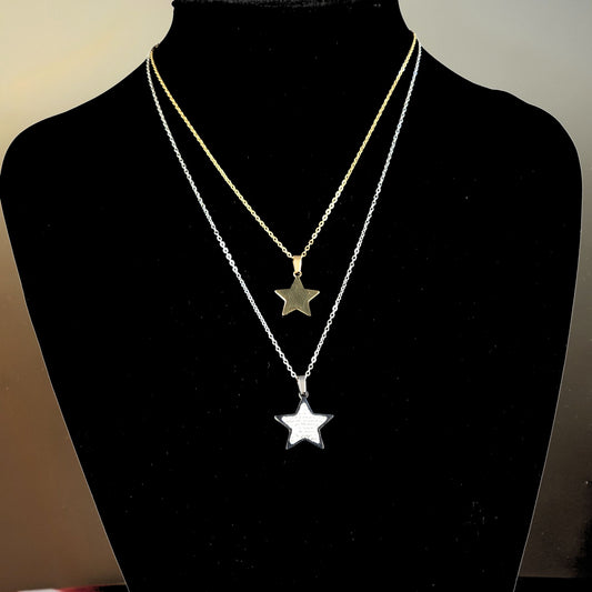 Collana Doppia Stella – Oro & Argento Personalizzabile