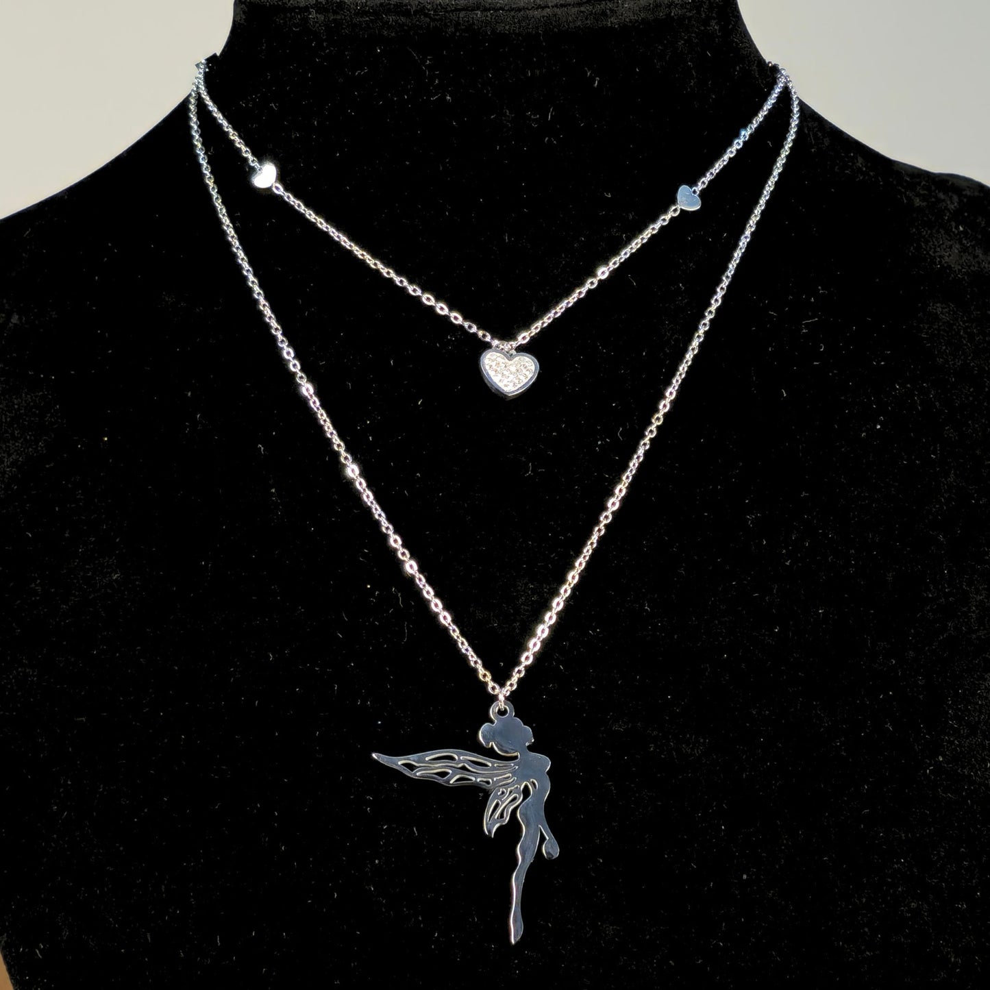 collana doppio giro con angelo – personalizzabile con iniziale incisa