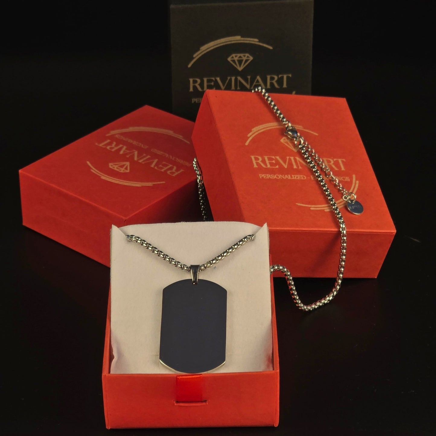 collana piastrina personalizzata – stile militare in acciaio inox (oro o argento)