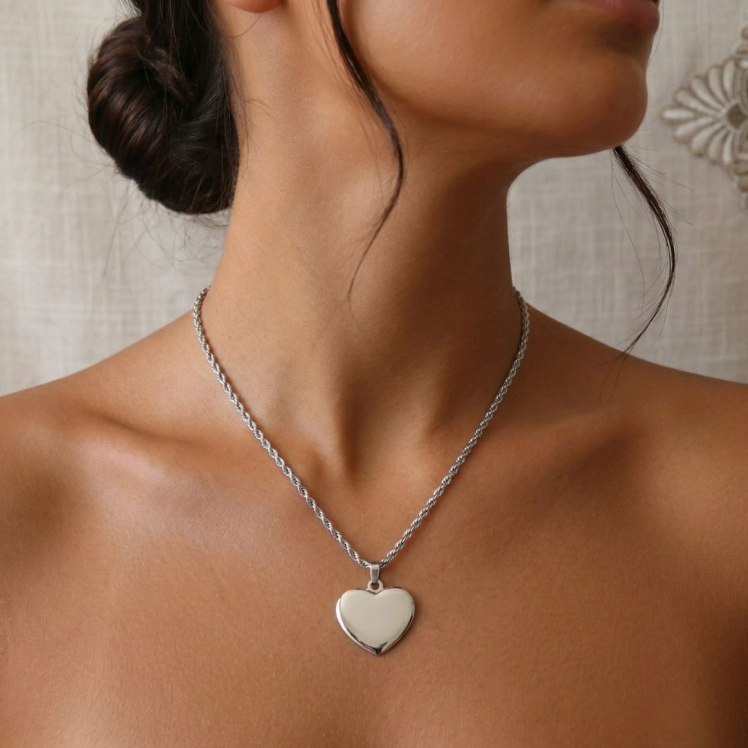 Collana "Cuore Infinito" in Acciaio con Catena Torchon – Personalizzabile