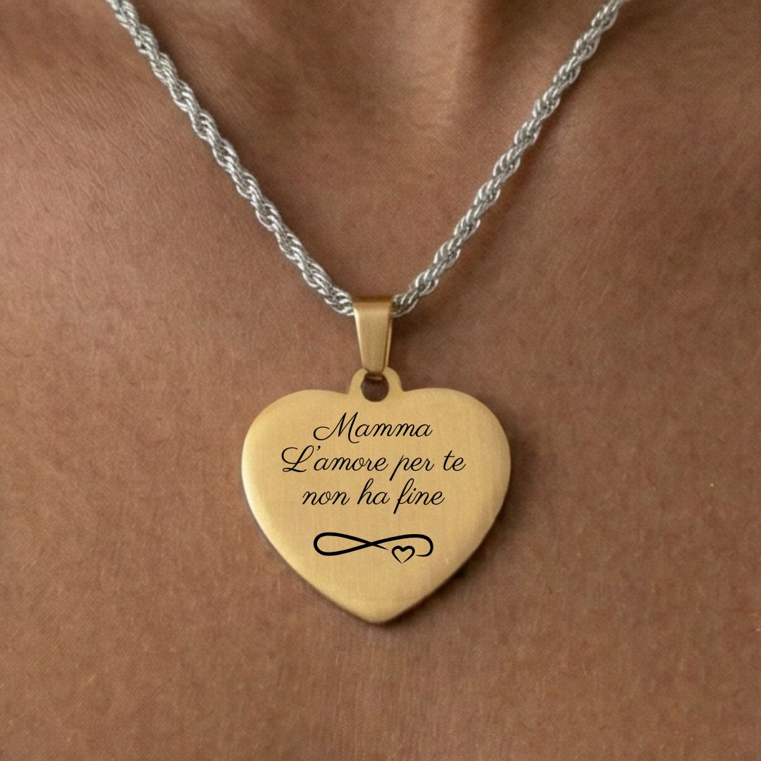 Collana "Cuore Infinito" in Acciaio con Catena Torchon – Personalizzabile