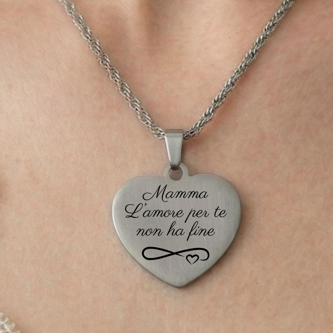 Collana "Cuore Infinito" in Acciaio con Catena Torchon – Personalizzabile