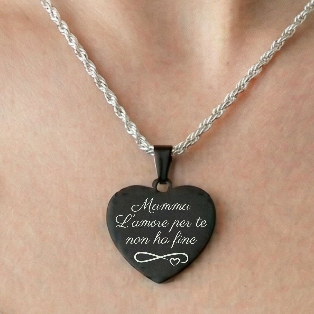 Collana "Cuore Infinito" in Acciaio con Catena Torchon – Personalizzabile