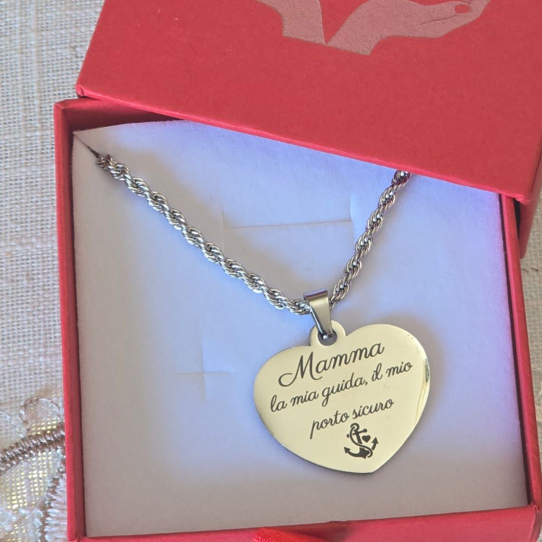 Collana "Cuore Infinito" in Acciaio con Catena Torchon – Personalizzabile