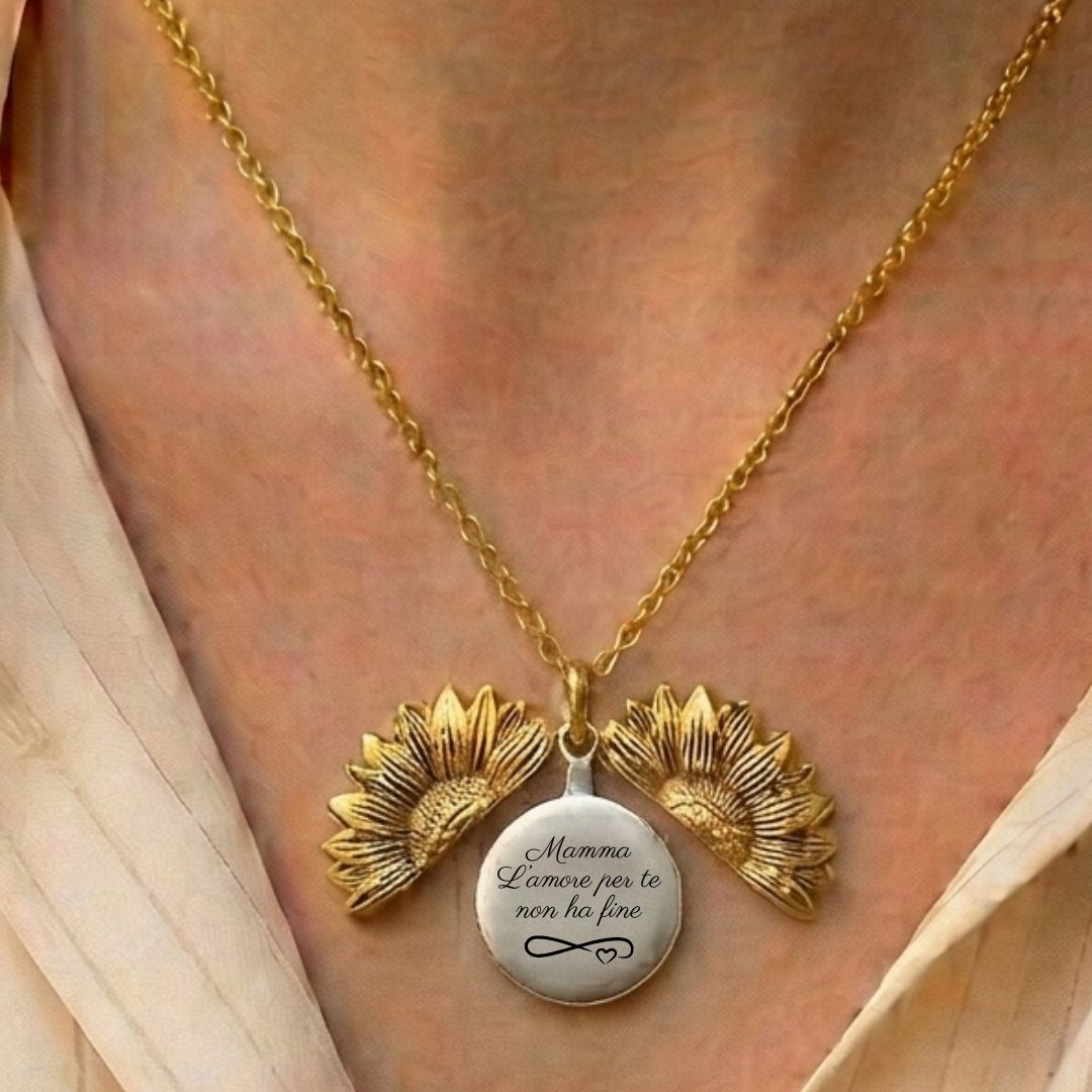 Collana Girasole "Mamma Custode del Cuore" – Personalizzata con nomi