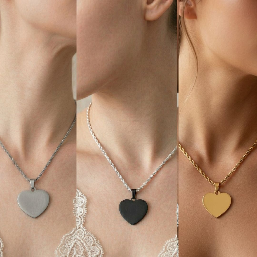 Collana "Cuore Infinito" in Acciaio con Catena Torchon – Personalizzabile