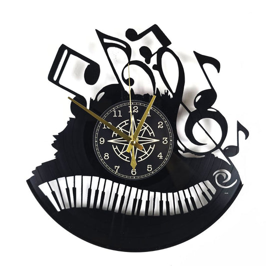 Orologio da Parete in Vinile “Piano & Music” – Design Artistico per Amanti della Musica