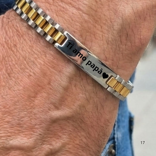 Bracciale Identity "Luxury Link" in Acciaio - Personalizzabile con Incisione
