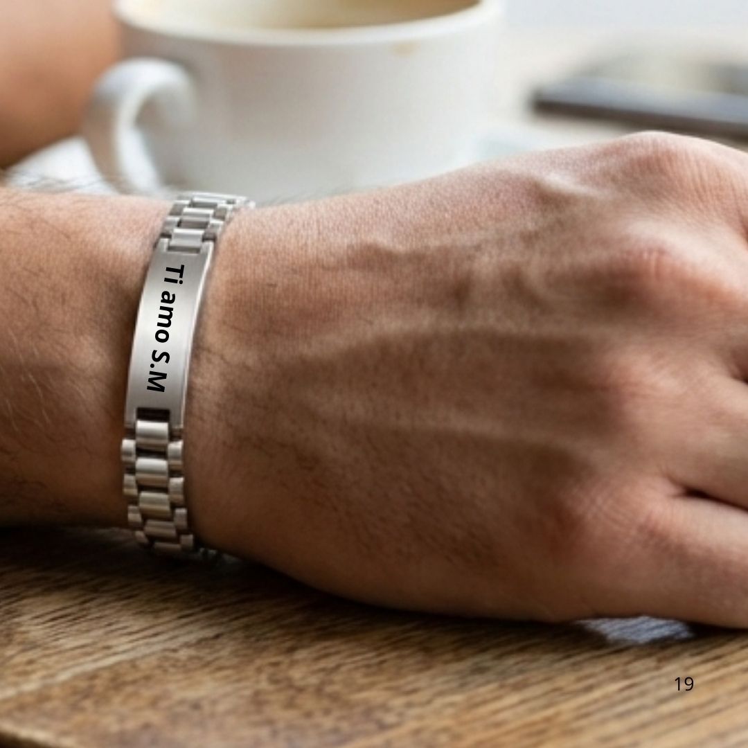 Bracciale Identity "Luxury Link" in Acciaio - Personalizzabile con Incisione