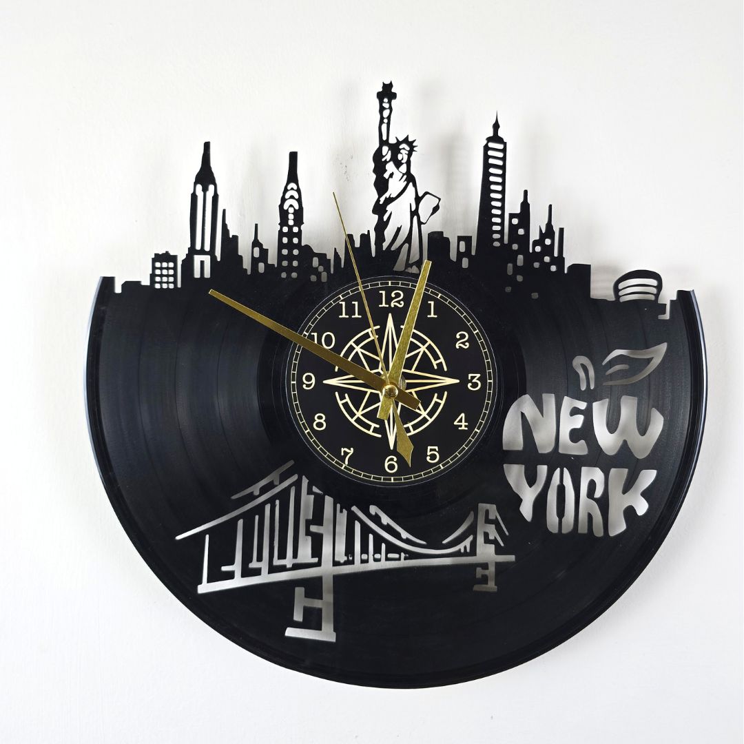 Orologio da Parete in Vinile “New York” – Skyline NYC Design Moderno