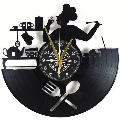 Orologio da Parete in Vinile “Chef & Cucina” – Design Artistico per Amanti della Cucina