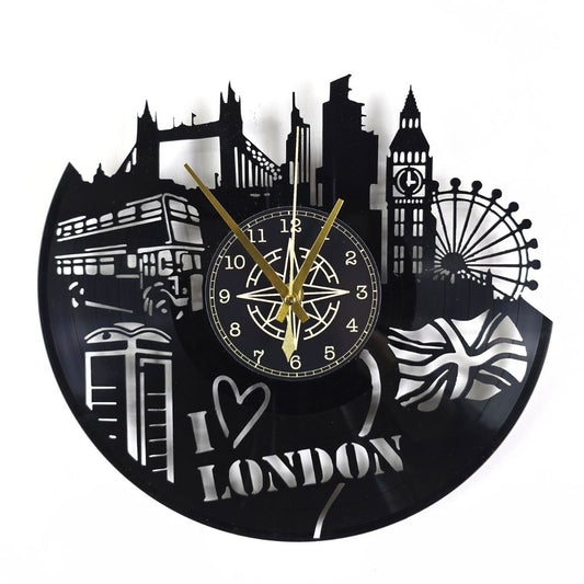 Orologio da Parete in Vinile “I Love London” – Skyline Londra Design Moderno
