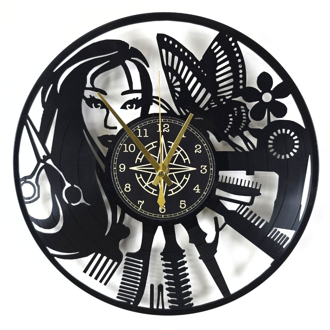 Orologio da Parete in Vinile “Hair Stylist” – Design Artistico per Parrucchieri