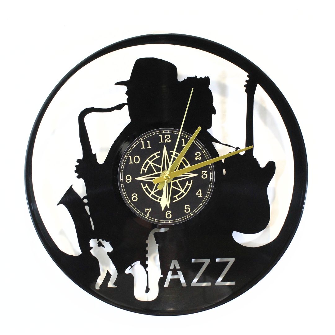 Orologio da Parete in Vinile “Jazz” – Design Artistico per Amanti della Musica