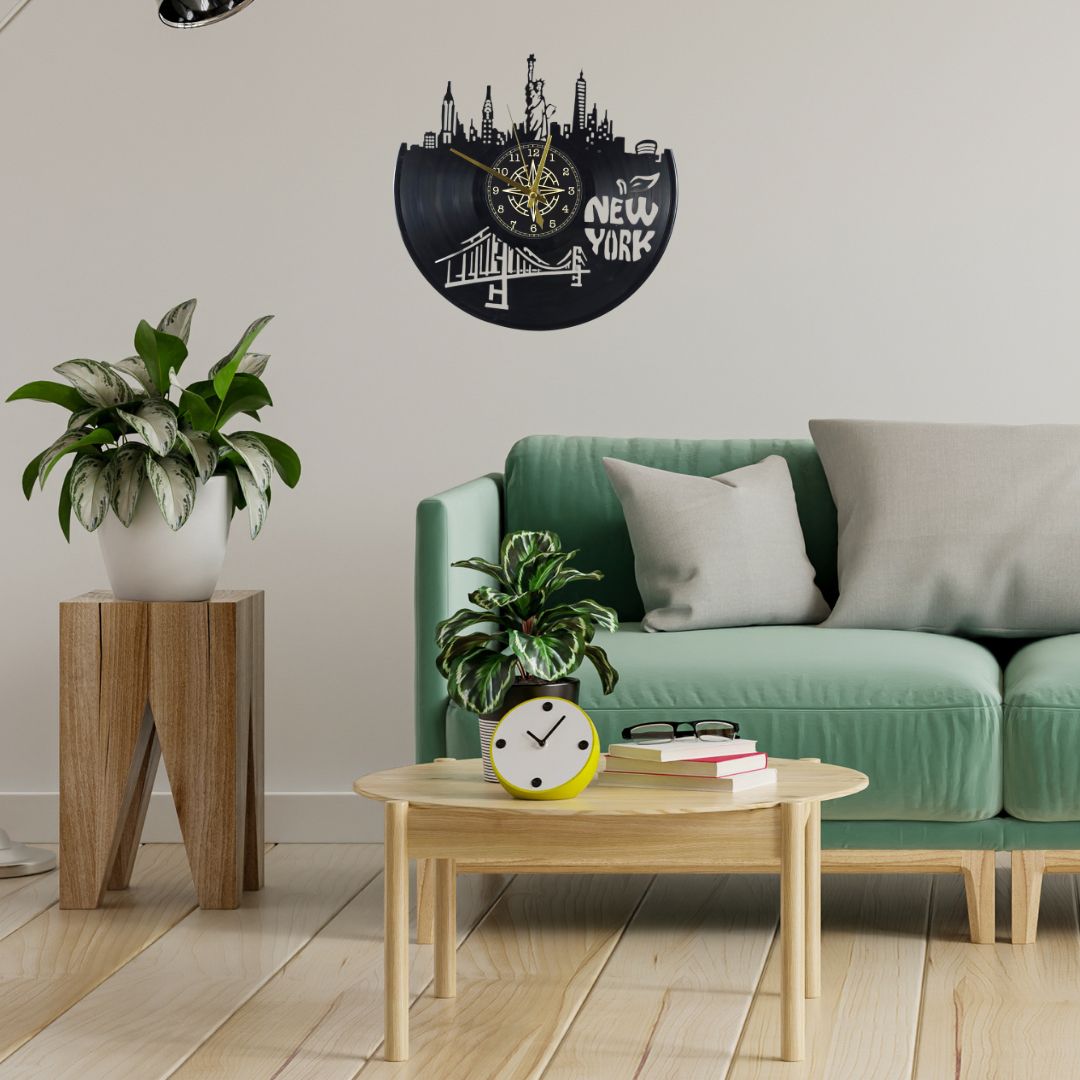 Orologio da Parete in Vinile “New York” – Skyline NYC Design Moderno