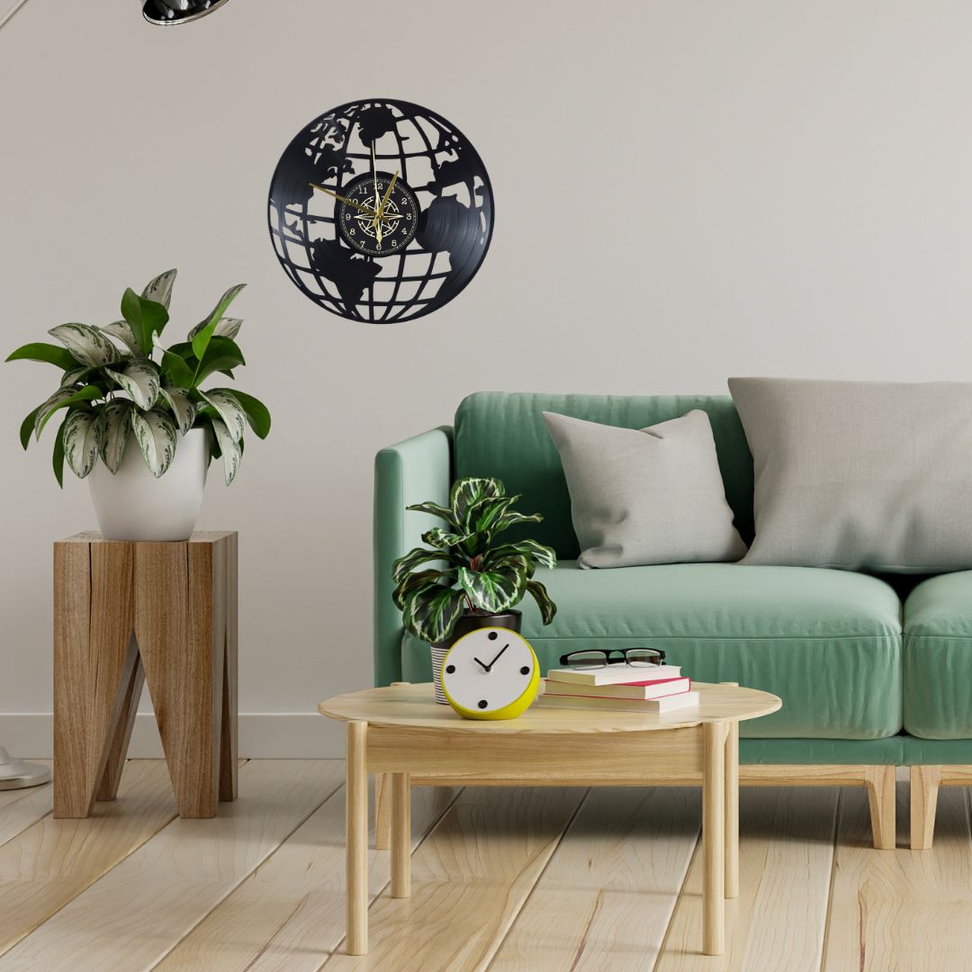 Orologio da Parete in Vinile “World Map” – Design Moderno Mappamondo