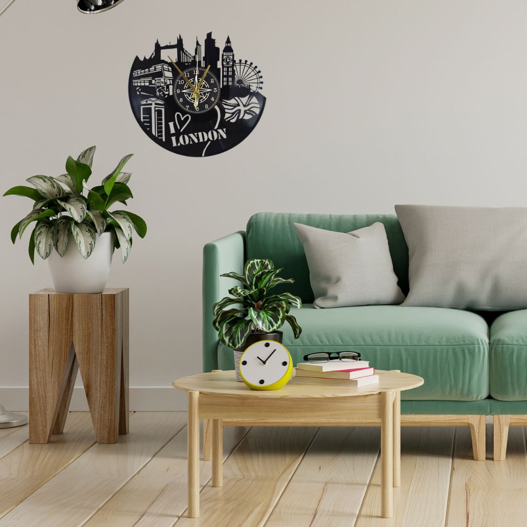 Orologio da Parete in Vinile “I Love London” – Skyline Londra Design Moderno