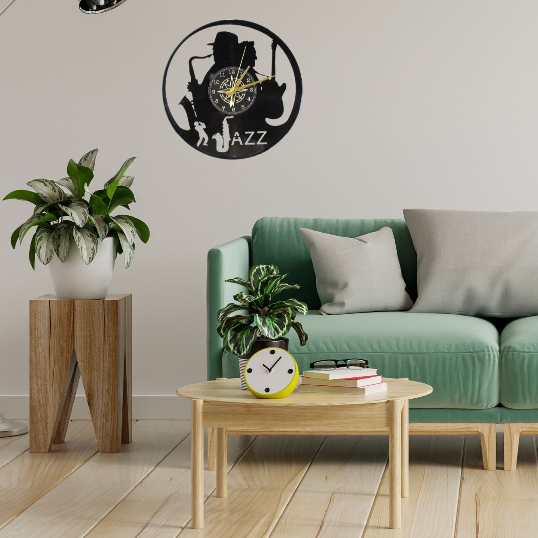 Orologio da Parete in Vinile “Jazz” – Design Artistico per Amanti della Musica