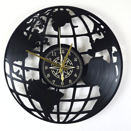 Orologio da Parete in Vinile “World Map” – Design Moderno Mappamondo