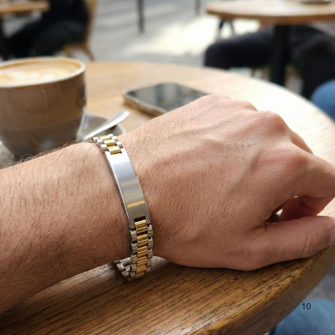 Bracciale Identity "Luxury Link" in Acciaio - Personalizzabile con Incisione