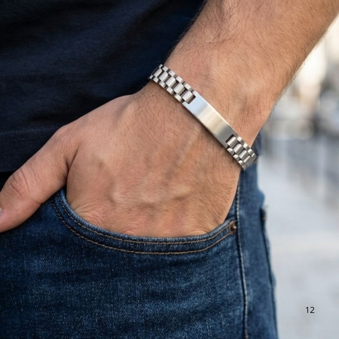 Bracciale Identity "Luxury Link" in Acciaio - Personalizzabile con Incisione