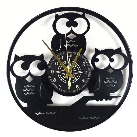 Orologio da Parete in Vinile “Gufi” – Design Artistico per Cameretta e Casa