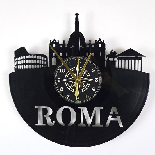 Orologio da Parete in Vinile “Roma” – Skyline Monumenti Iconici Design Moderno