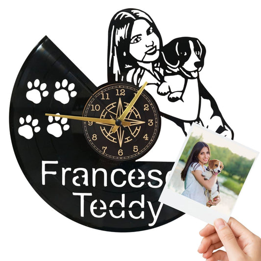 Orologio Personalizzato su Vero Disco in Vinile – taglio da Foto con scritte